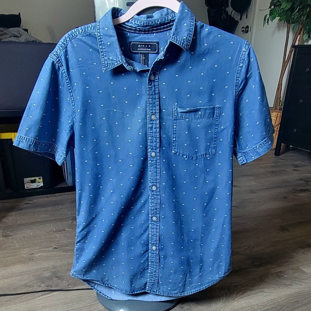 Light Denim Block Pattern Shirt - Picture 3 of 3